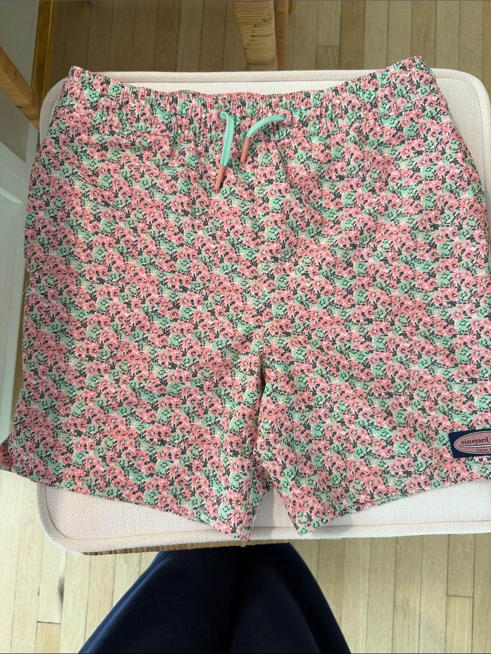 Vineyard Vines Pink and Mint Floral swim trunks